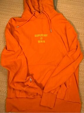 Superdry Orange Hooded Sweatshirt with Logo Tag